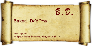Baksi Dóra névjegykártya